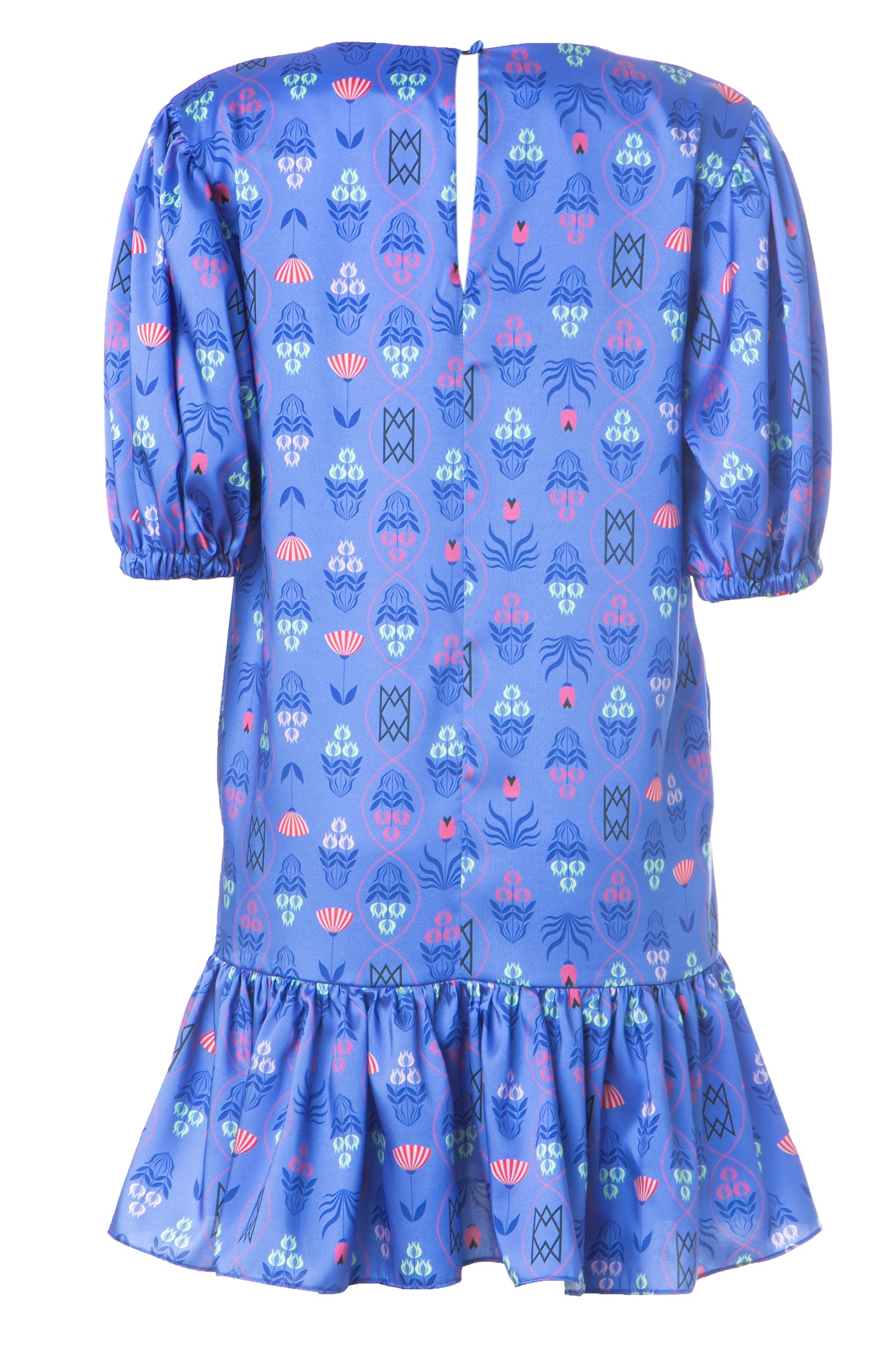 LULU DRESS - MINI PRINTED DRESS WITH RUFFLED HEM