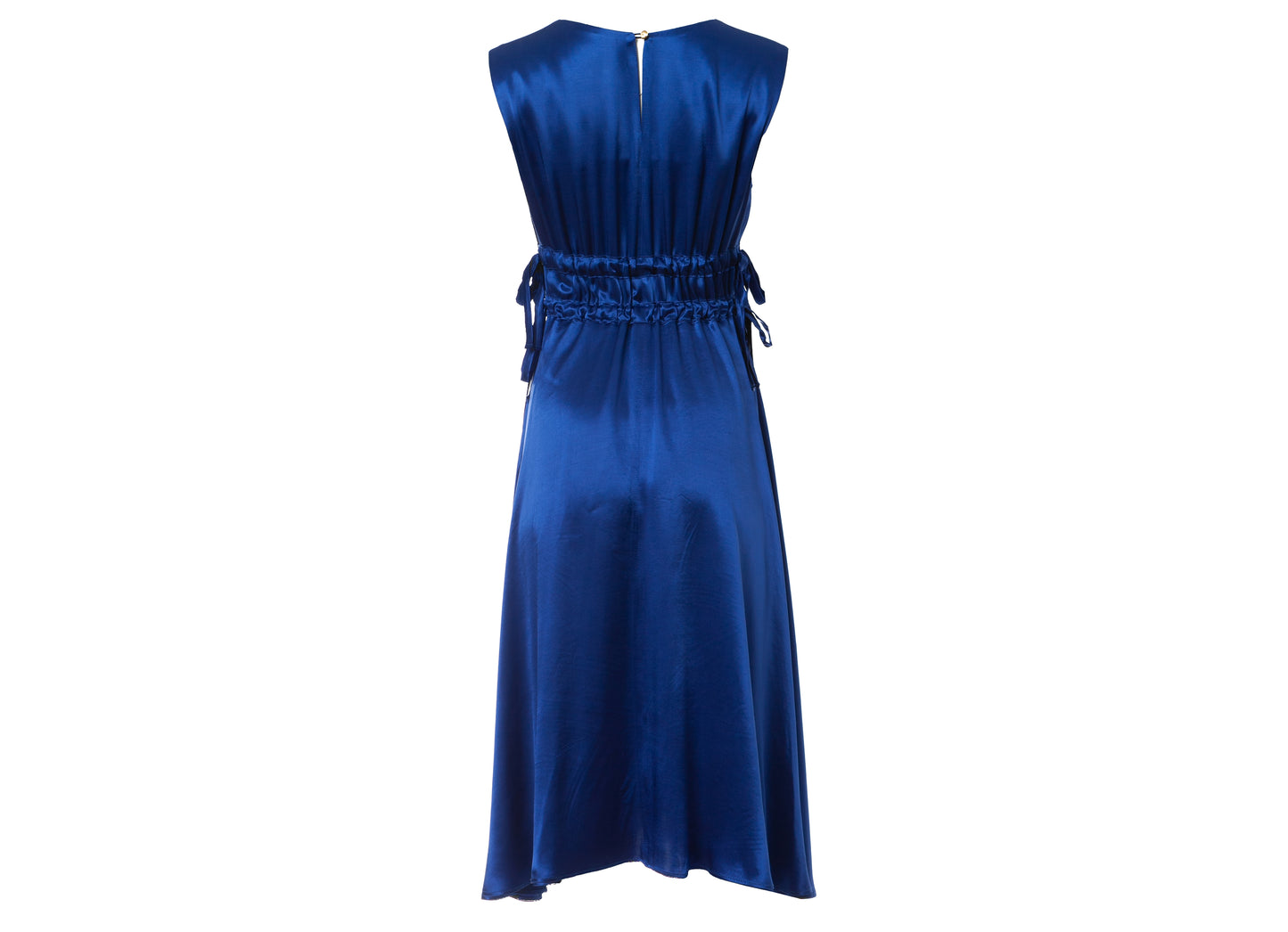Lucinda Dress - Midi Ruched Satin Dress