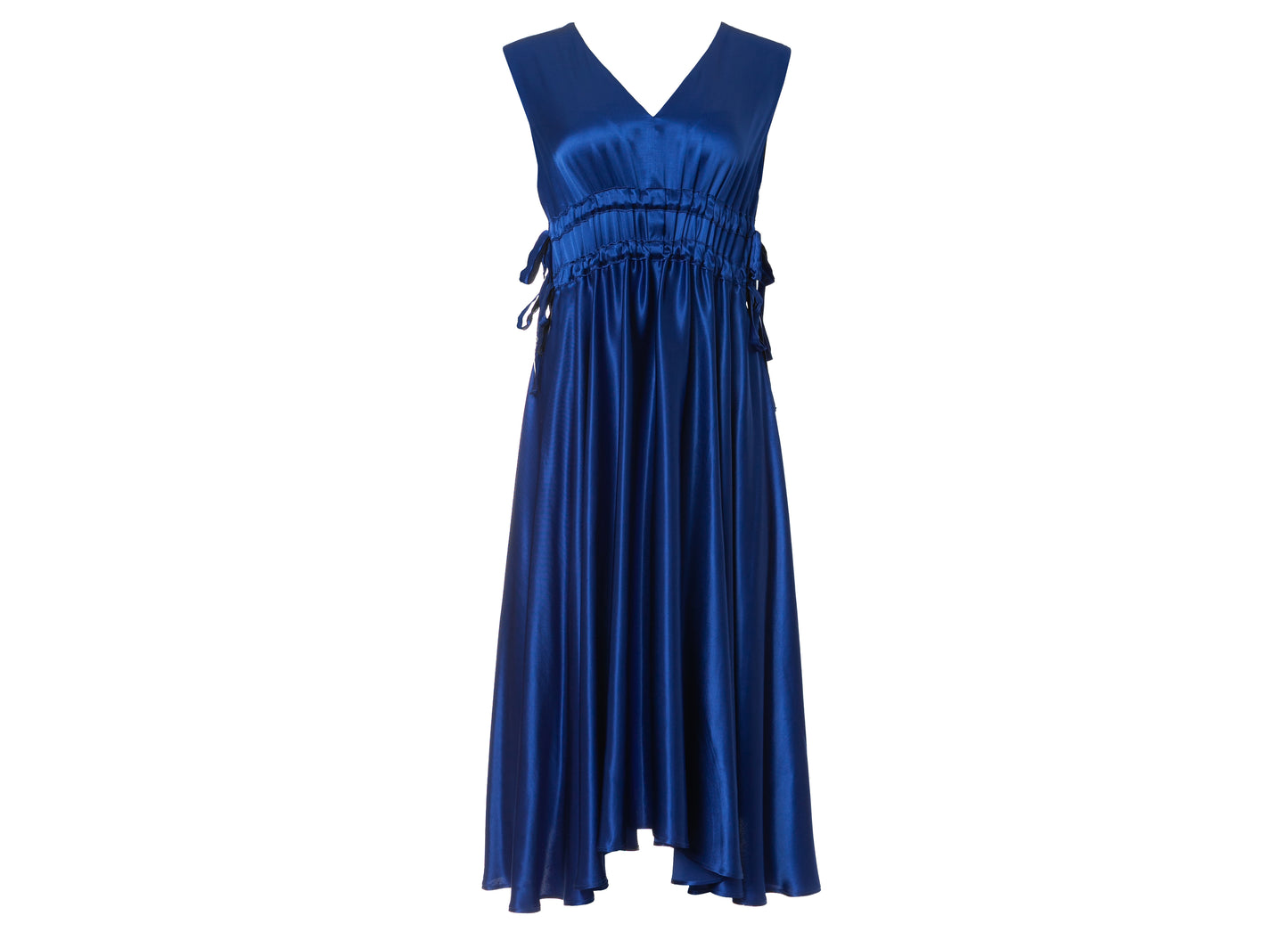 Lucinda Dress - Midi Ruched Satin Dress