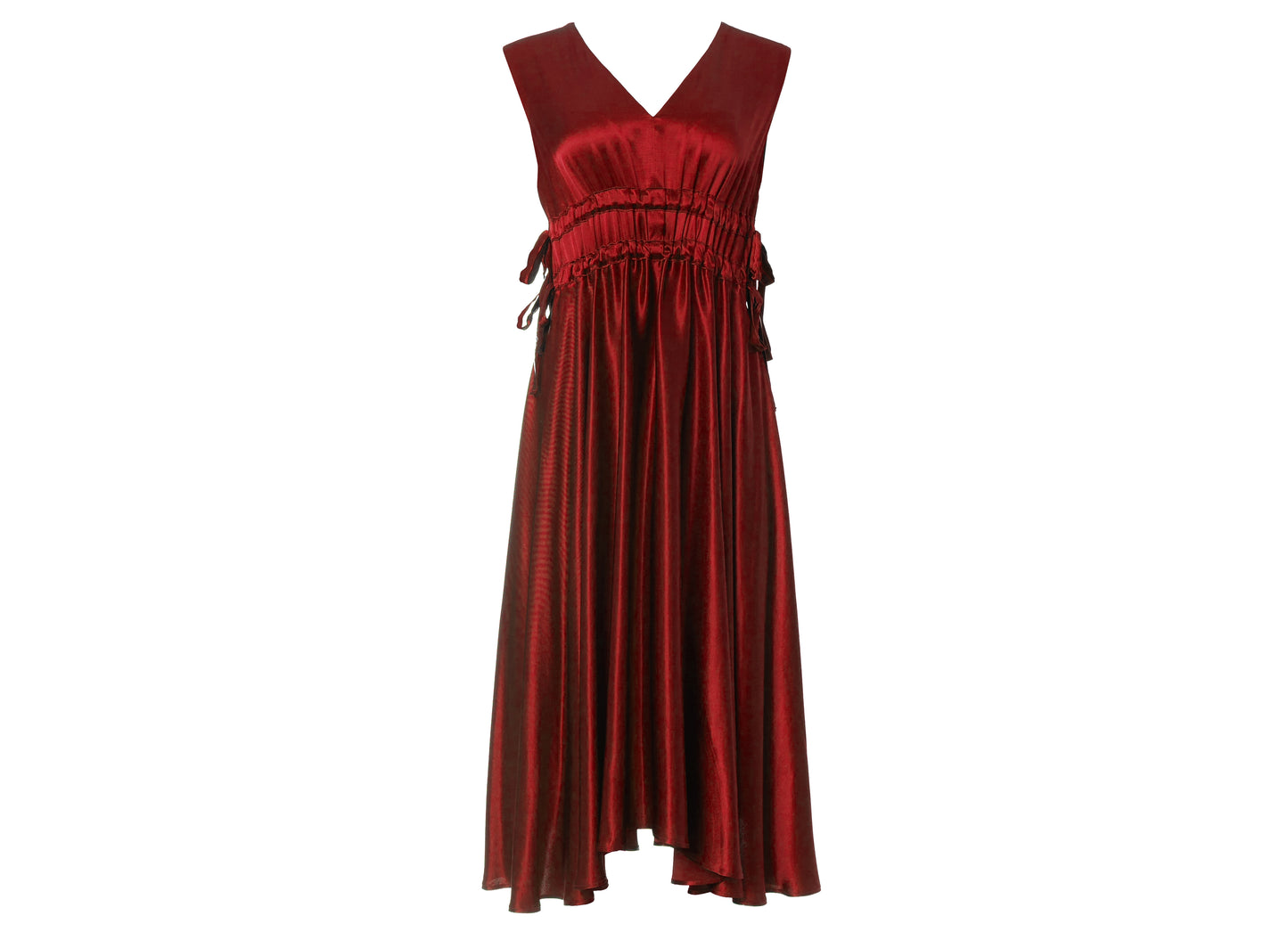 Lucinda Dress - Midi Ruched Satin Dress