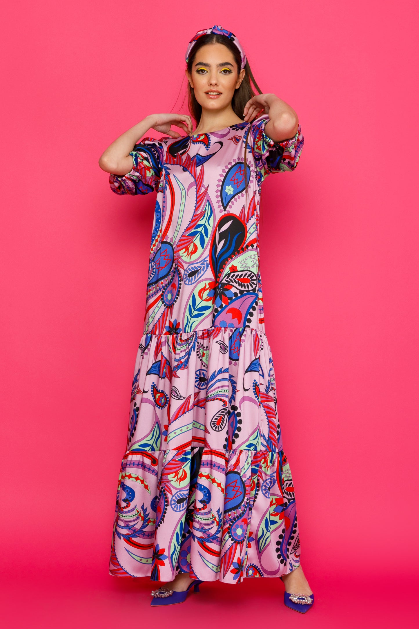 ROMY DRESS - MAXI BOHO PRINTED DRESS WITH TIERED SKIRT