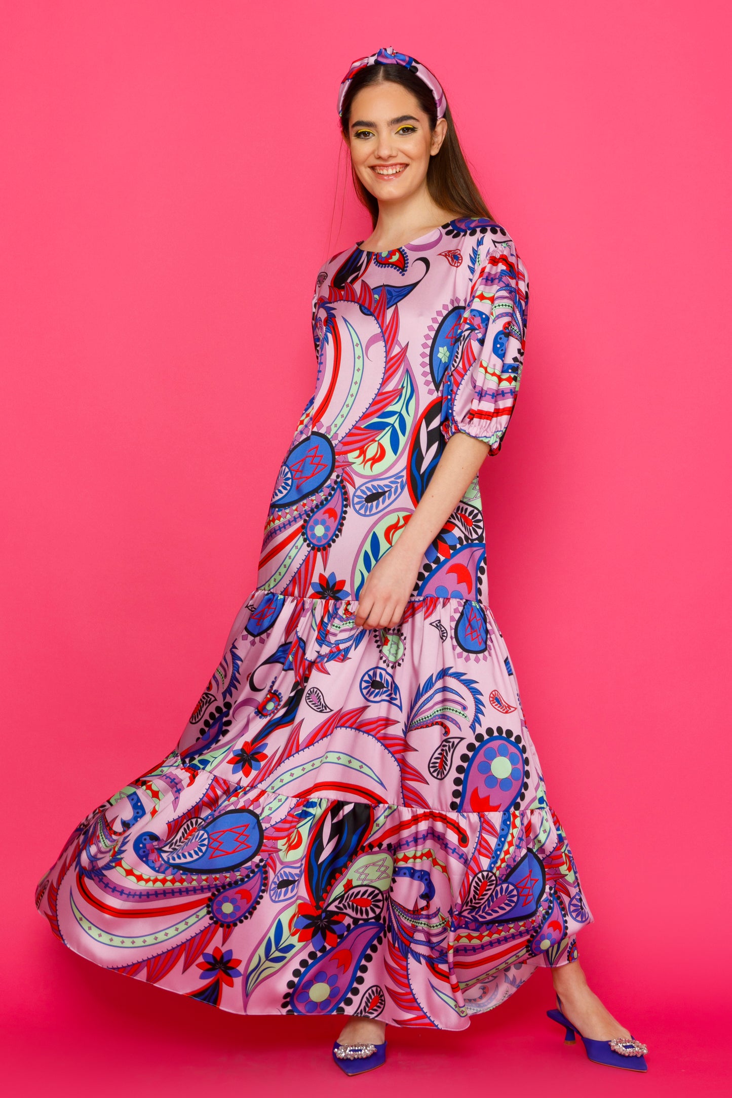 ROMY DRESS - MAXI BOHO PRINTED DRESS WITH TIERED SKIRT