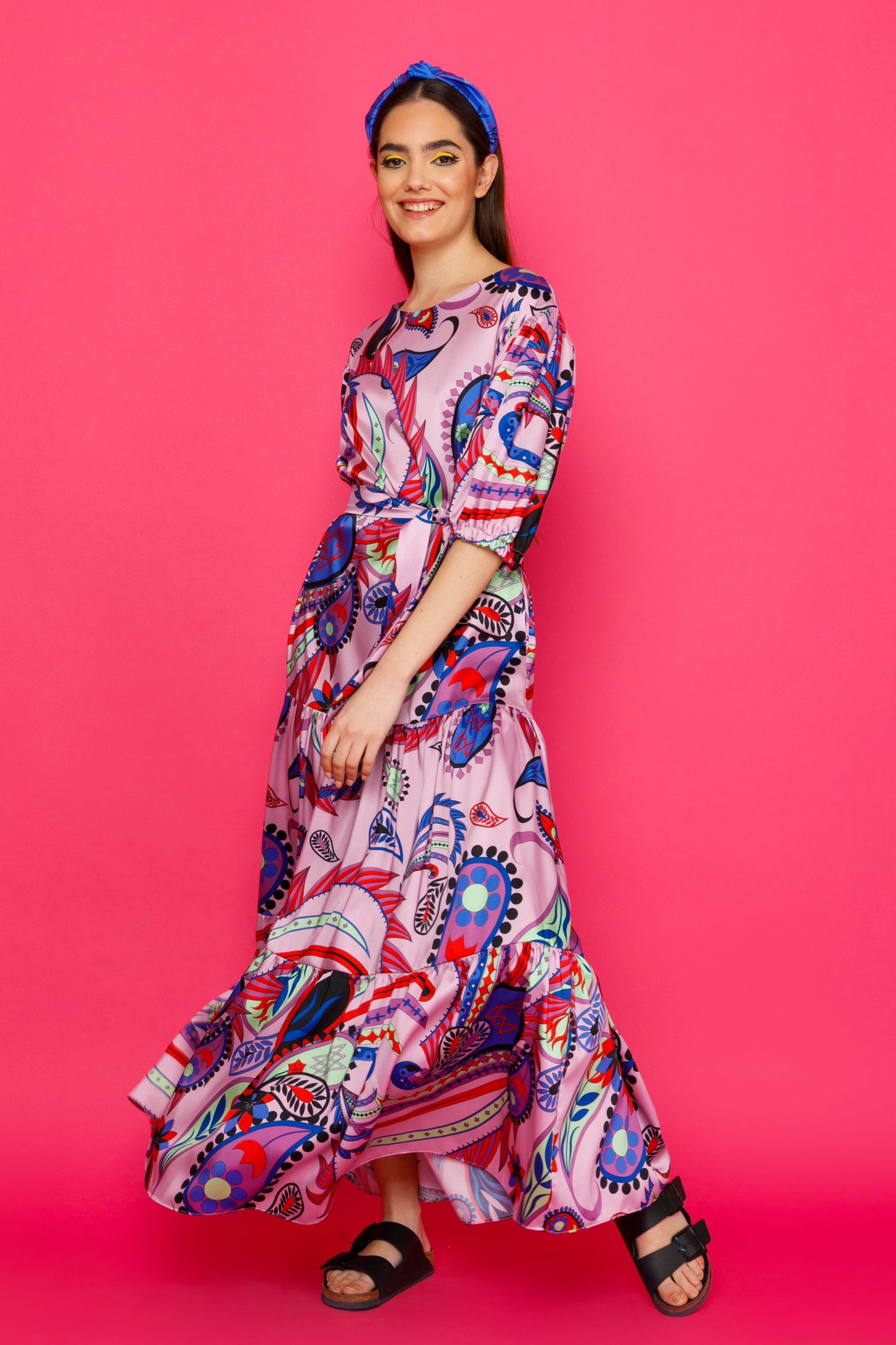 ROMY DRESS - MAXI BOHO PRINTED DRESS WITH TIERED SKIRT