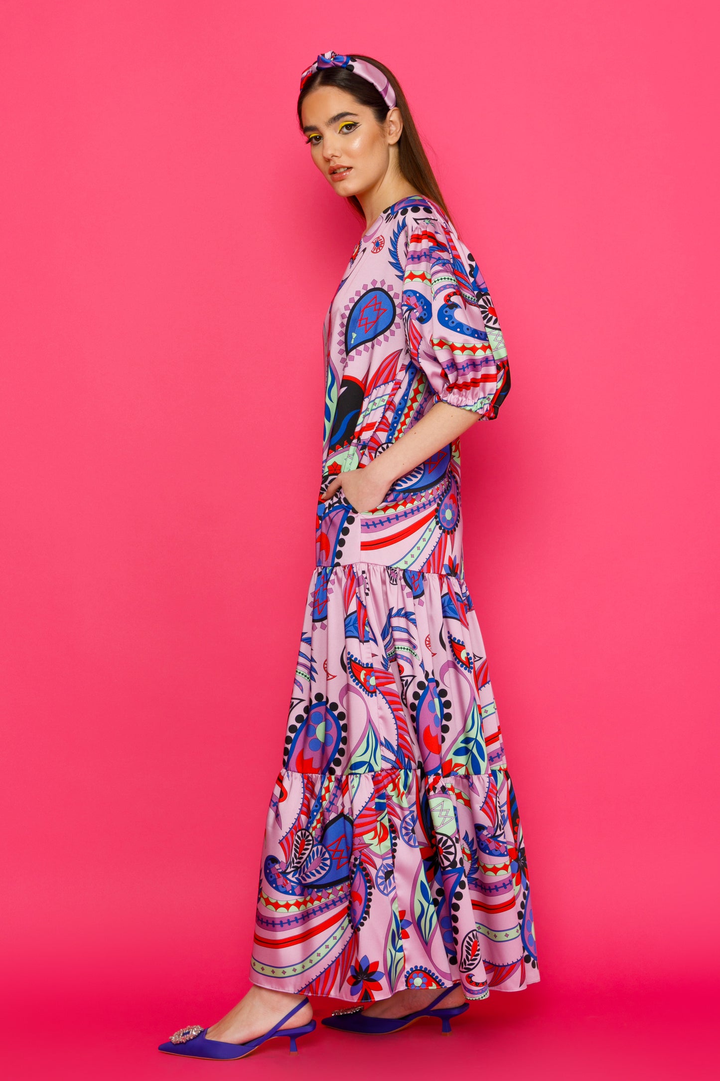 ROMY DRESS - MAXI BOHO PRINTED DRESS WITH TIERED SKIRT