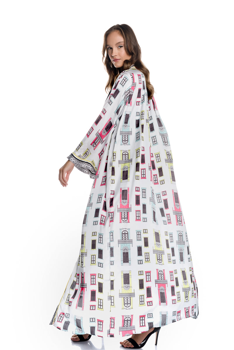 MAXI SATIN ROBE DRESS WITH BELT