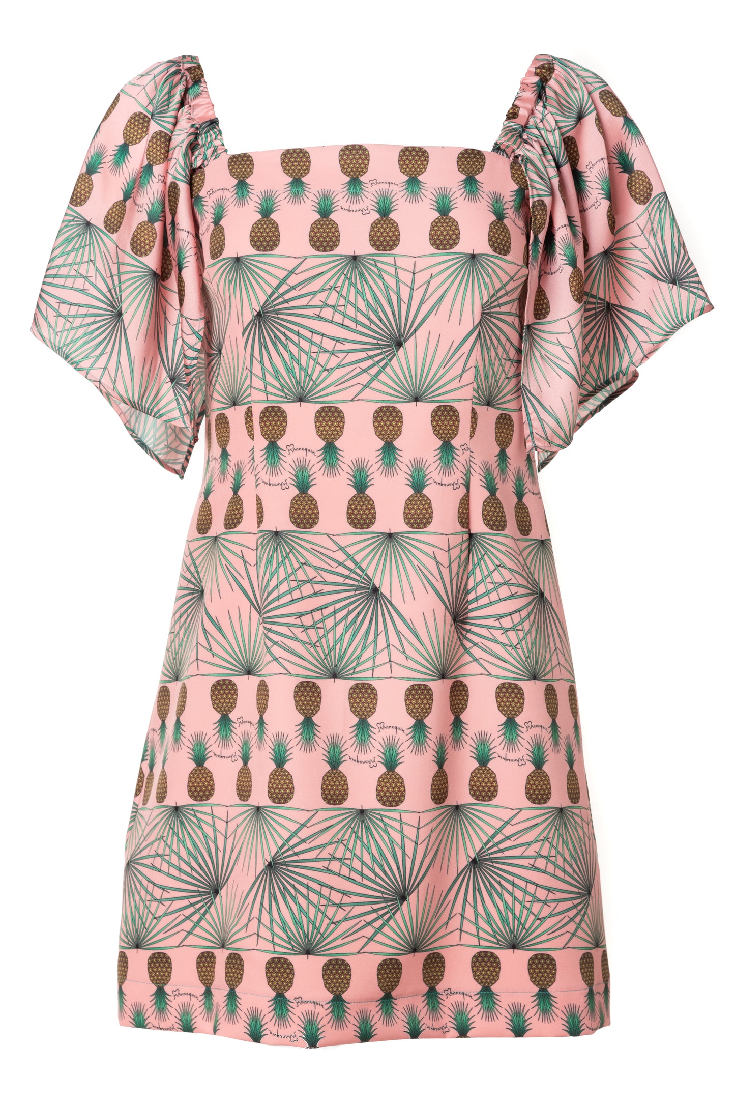 Grace Dress-Mini Printed A-line Dress with Ruffled Sleeves