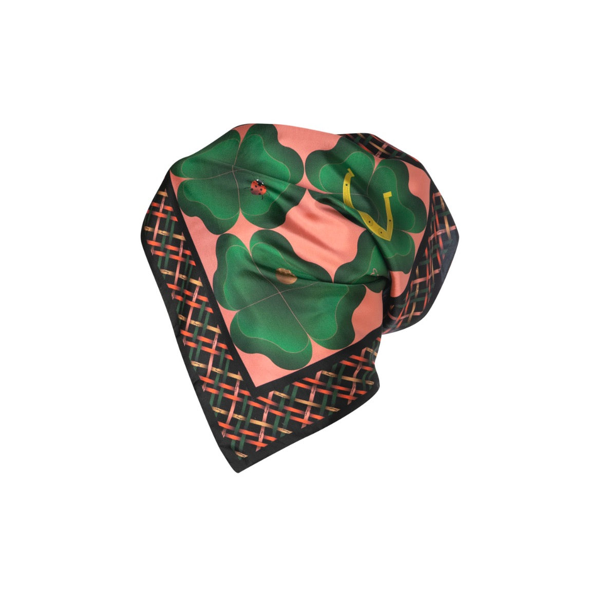 Lucky Clover Printed Silk Scarf - 70x70cm