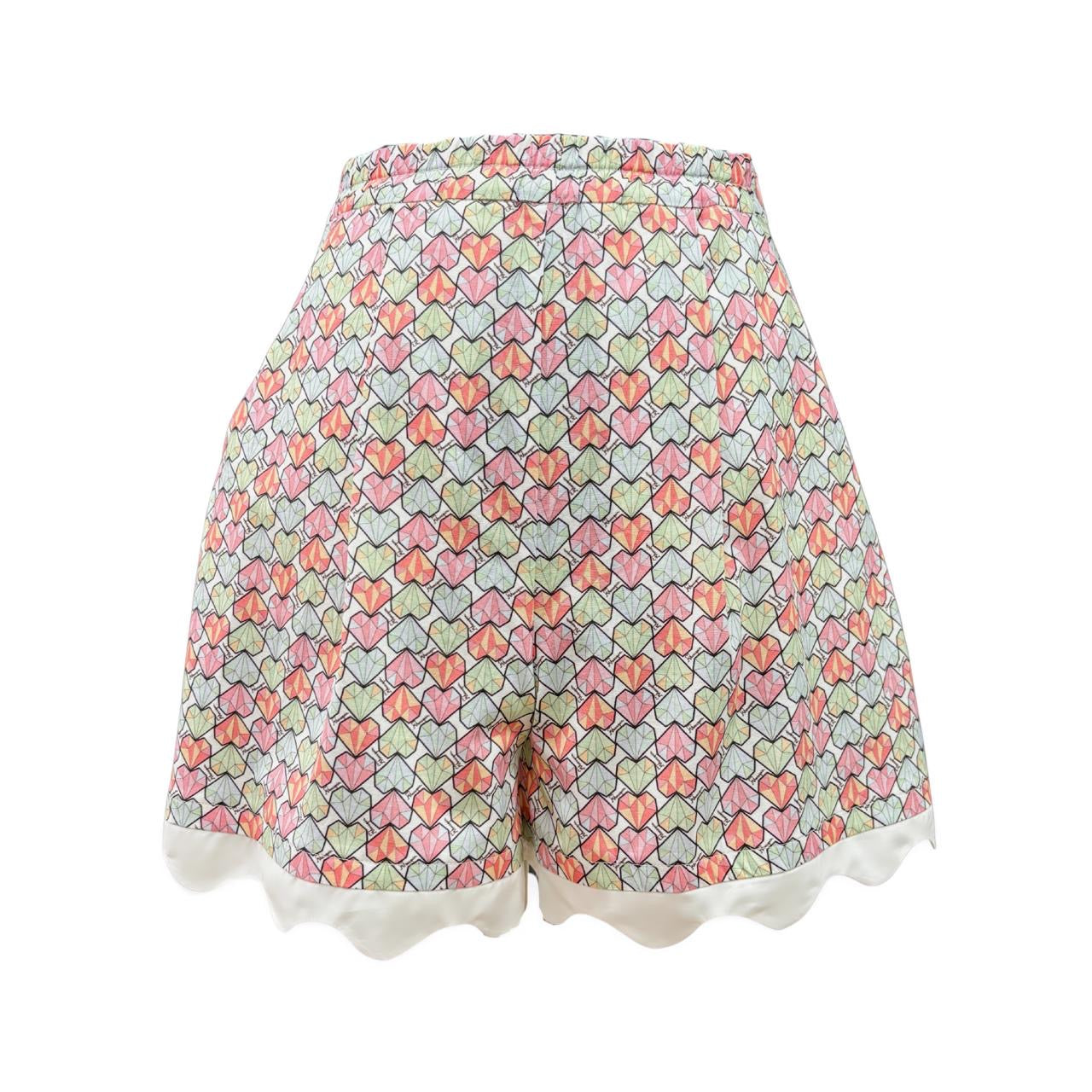 Betty Shorts - Scalloped Cotton Printed Shorts