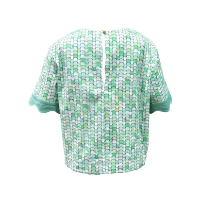 Robin Top v.3.1 - Short Sleeved Cotton Printed Top (Green Tiles)