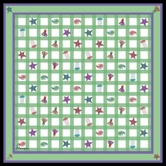 Vi(Sea) Green Printed Silk Scarf - 70x70cm