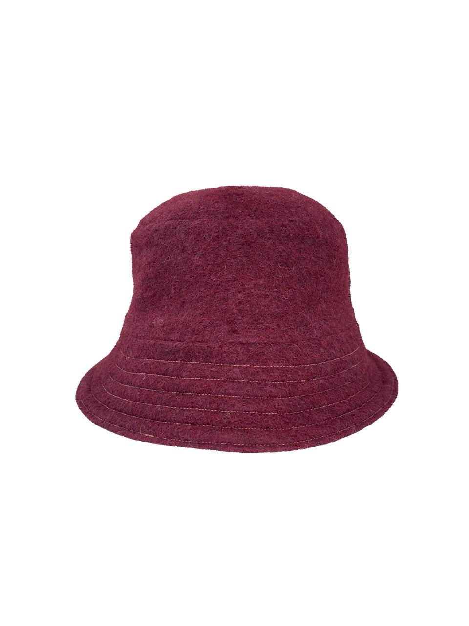 Double Face Wool Bucket Hat - Dark Red/Pink