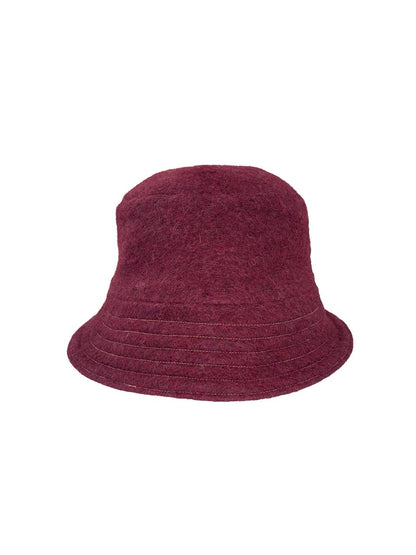 Double Face Wool Bucket Hat - Dark Red/Pink