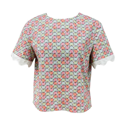 Robin Top v.3.1 - Short Sleeved Cotton Printed Top (Diamond Hearts)