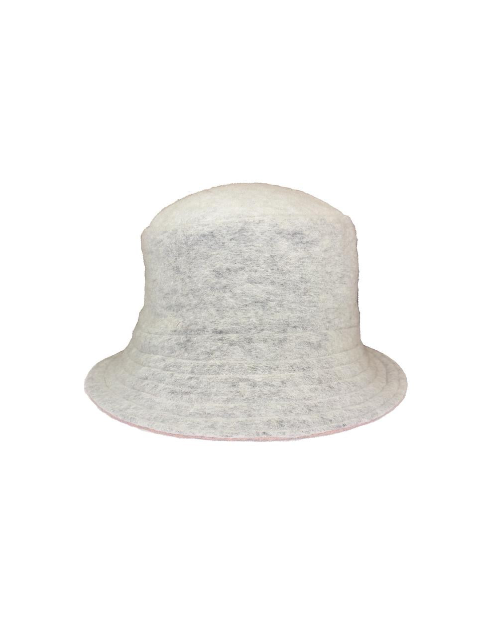 Double Face Wool Bucket Hat - Light Grey/Pink