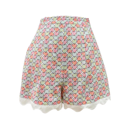 Betty Shorts - Scalloped Cotton Printed Shorts