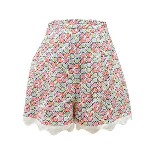 Betty Shorts - Scalloped Cotton Printed Shorts
