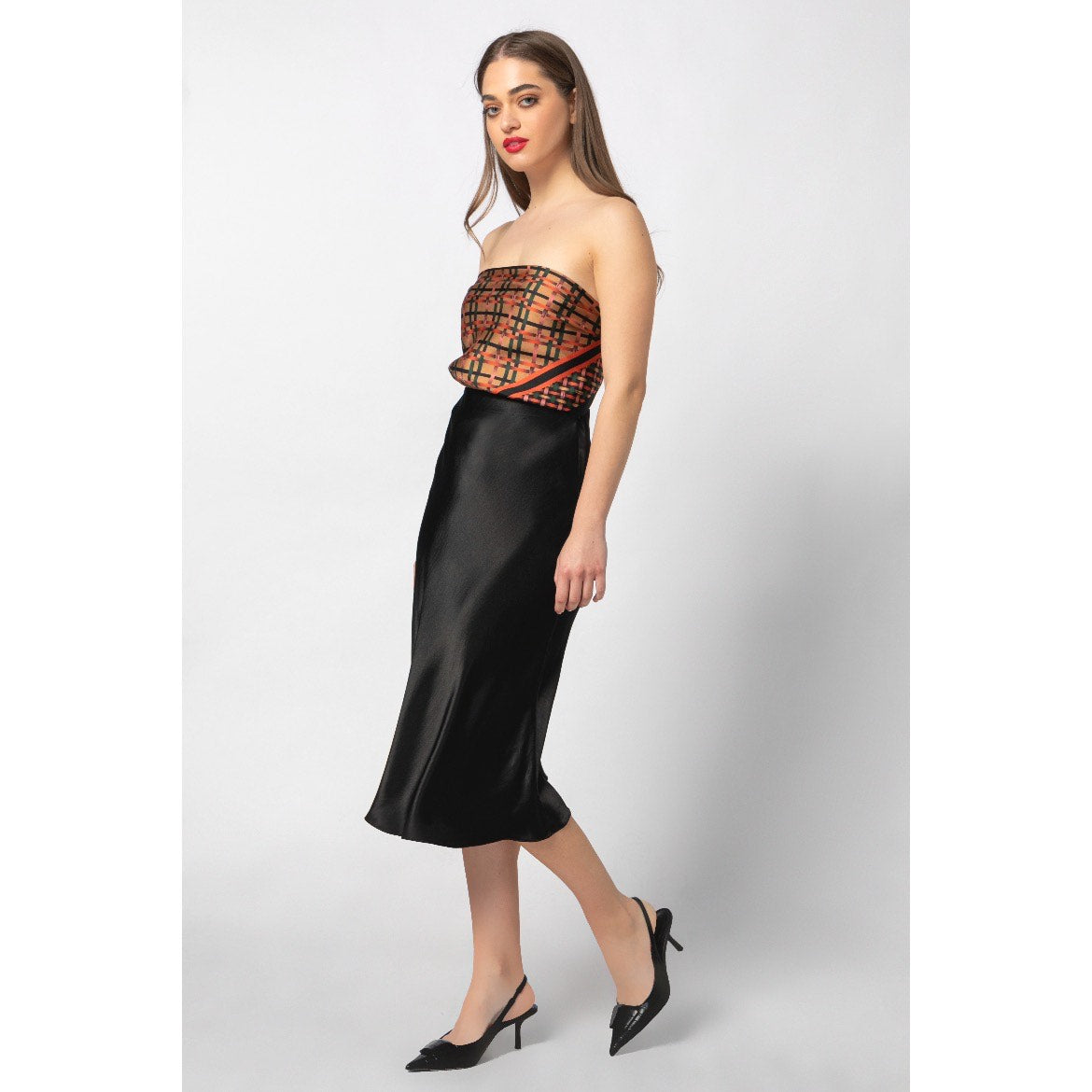 Fiona Skirt - Midi Satin Slip Skirt