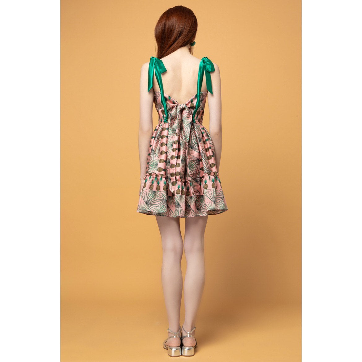 Tita Dress v.1.0 - Mini Silky Ruffle Printed Dress with Bow Tie Knots