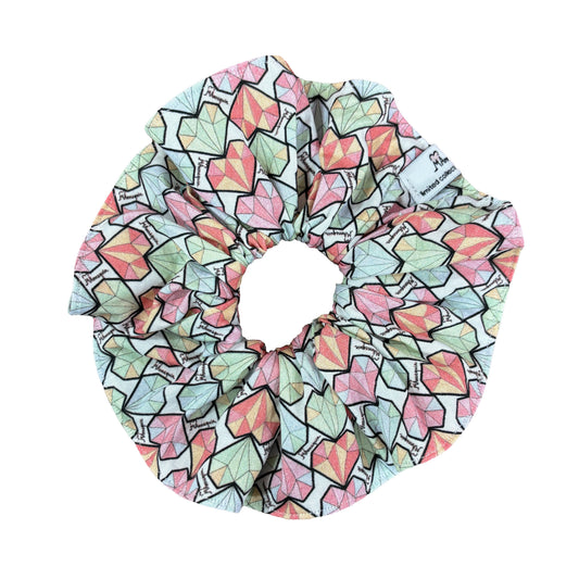 Hearts Pink Cotton Hair Scrunchie