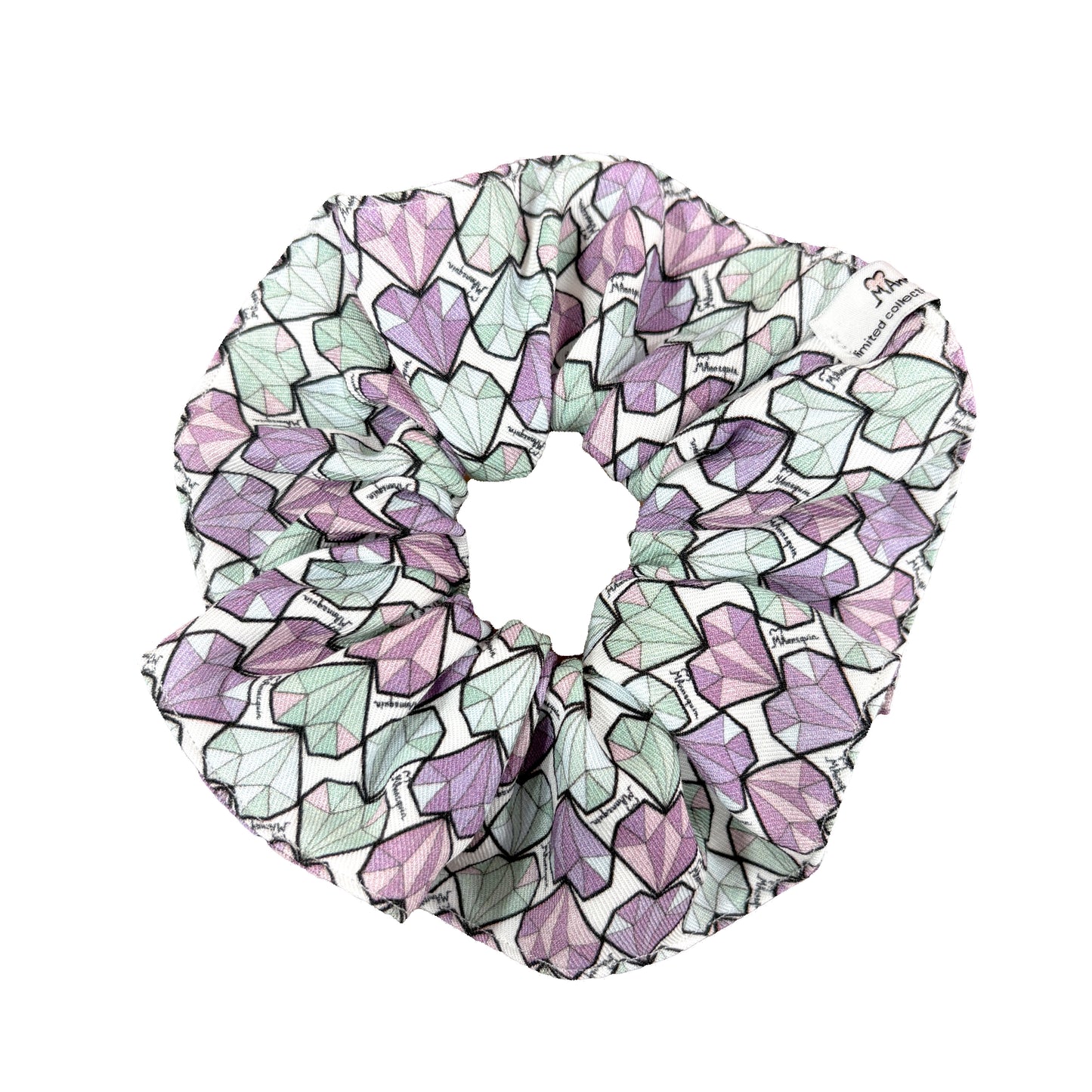 Diamond Hearts Violet Viscose Hair Scrunchie