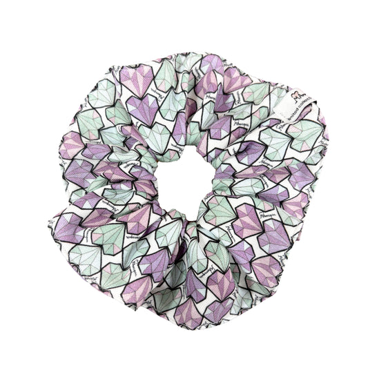 Hearts Violet Viscose Hair Scrunchie