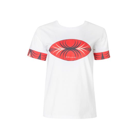 M+A Cotton T-Shirt with Palmagic Red Printed Details