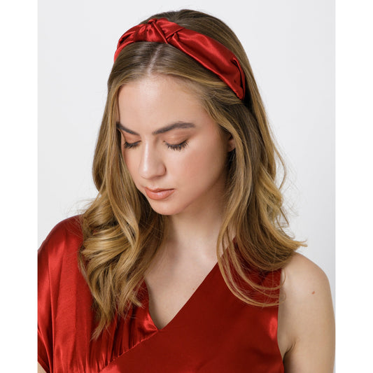 Brick Red Satin Headband