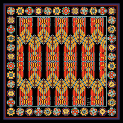 Gothic Arch/Day Printed Silk Scarf - 70x70cm