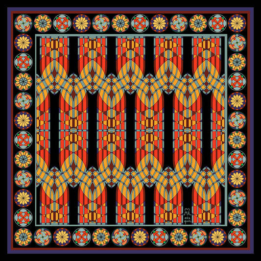 Gothic Arch/Day Printed Silk Scarf - 70x70cm
