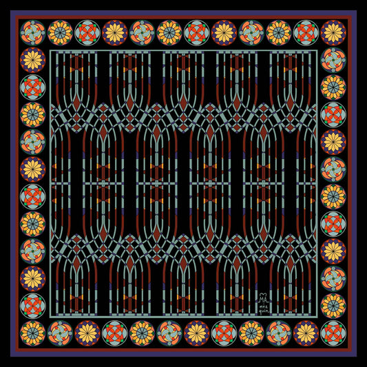 Gothic Arch/Night Printed Silk Scarf - 70x70cm