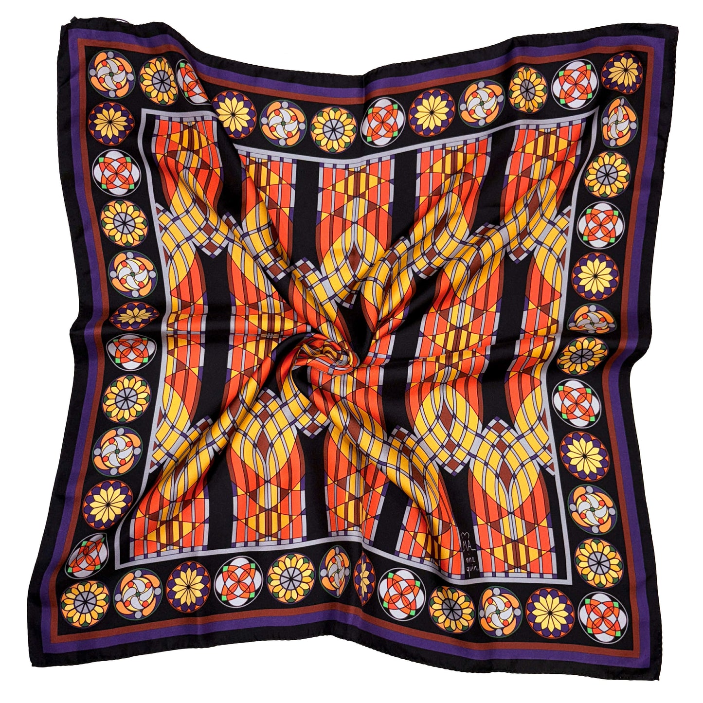 Gothic Arch/Day Printed Silk Scarf - 70x70cm
