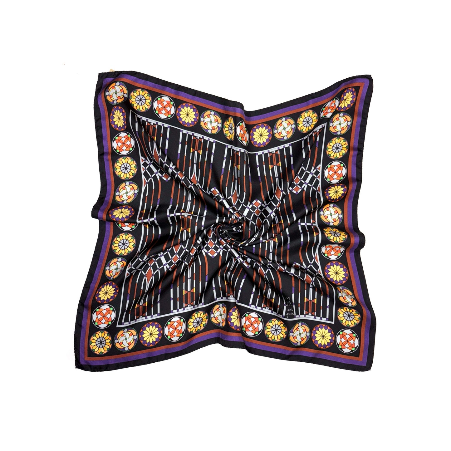 Gothic Arch/Night Printed Silk Scarf - 70x70cm