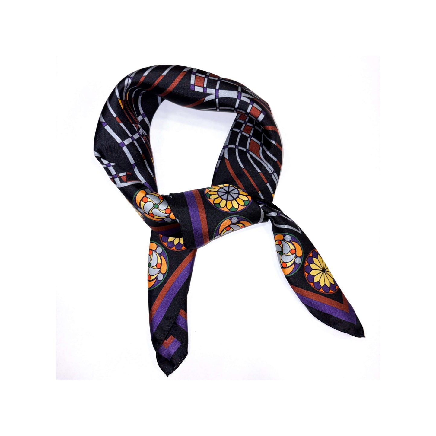 Gothic Arch/Night Printed Silk Scarf - 70x70cm