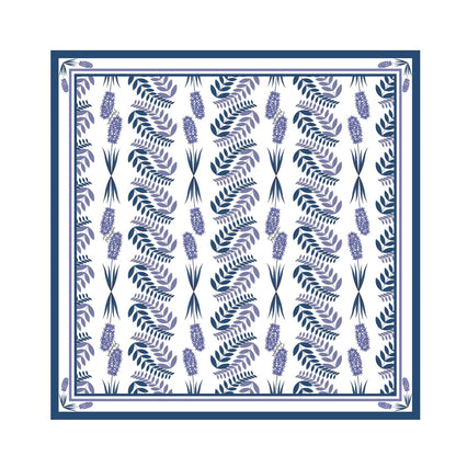 Flora Blue Printed Silk Scarf - 45x45cm