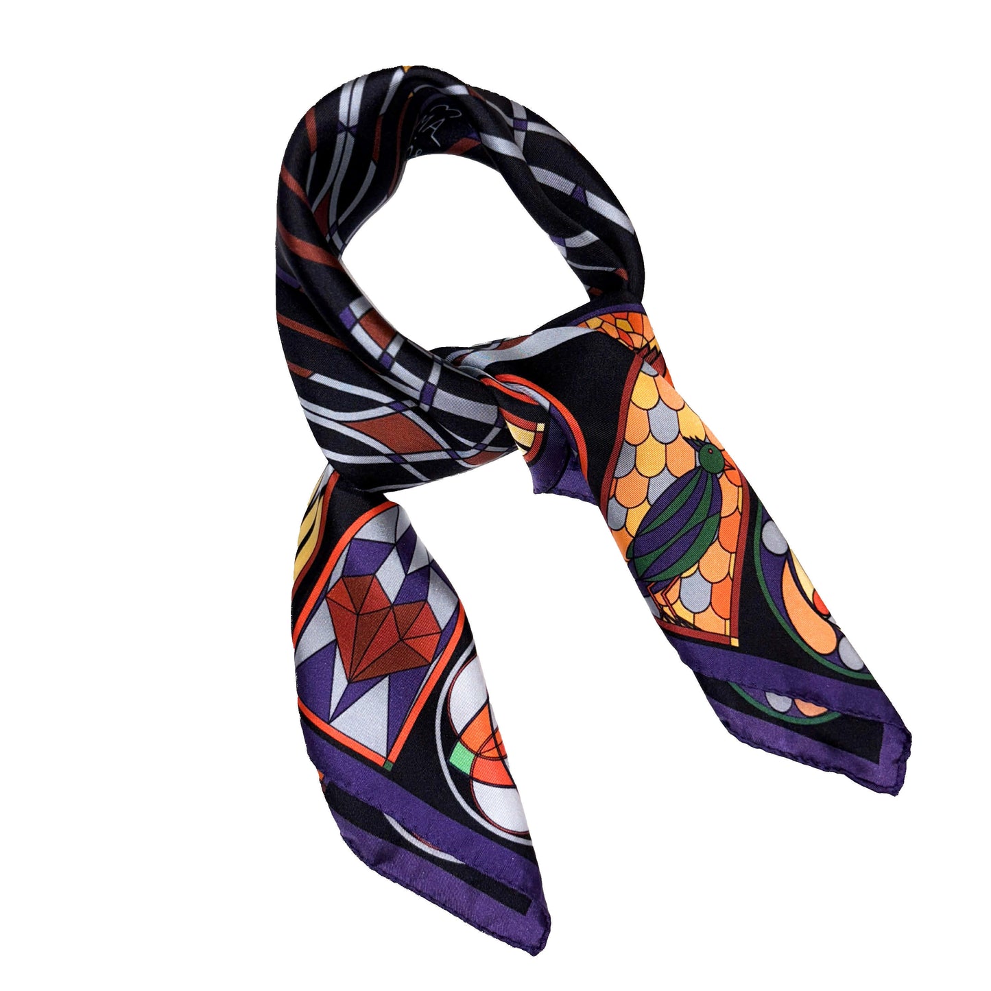Stained Glass Printed Silk Scarf - 70x70cm