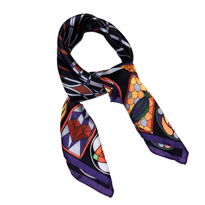Stained Glass Printed Silk Scarf - 70x70cm