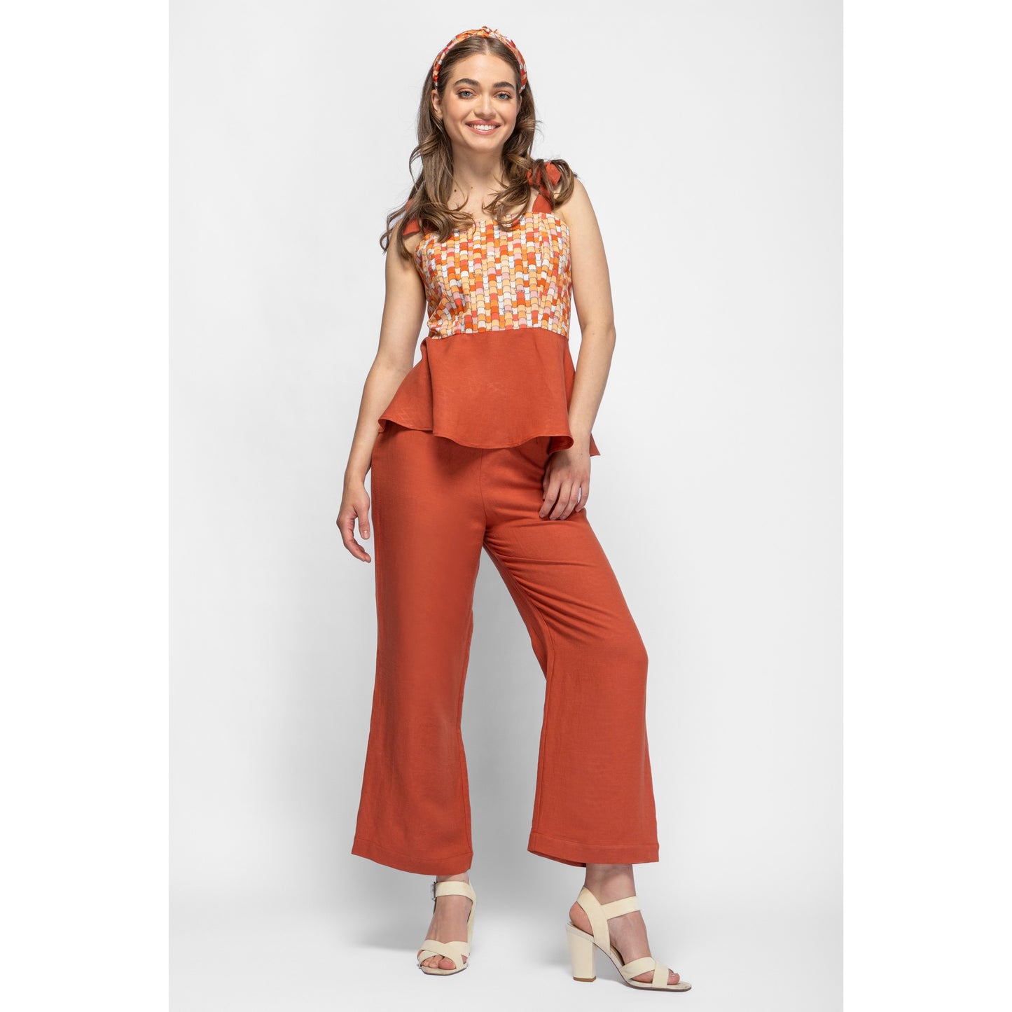 Earth Trousers - High Waisted Linen Trousers (Terracotta)