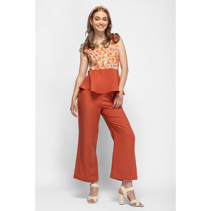 Earth Trousers - High Waisted Linen Trousers (Terracotta)