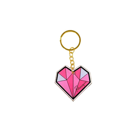 Diamond Heart Pink Key Chain