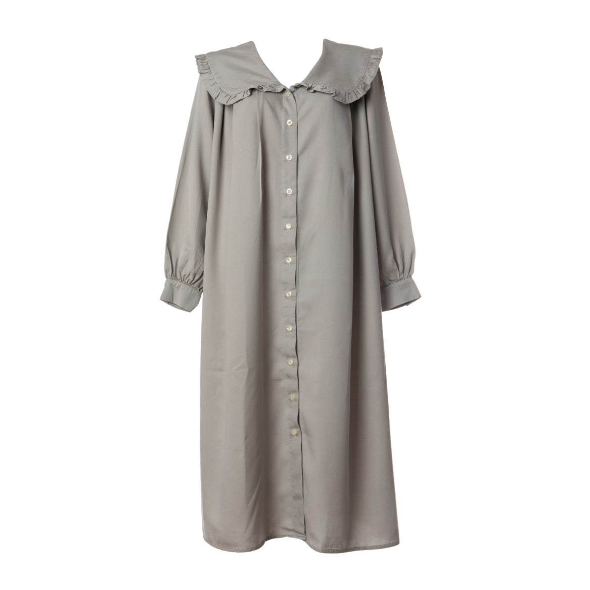 Elaine Dress - Maxi Shirt Dress with Ruffled Collar