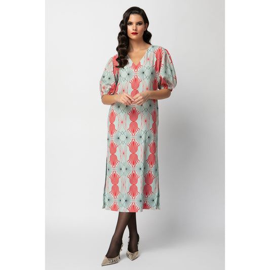 Ella Dress - Maxi Printed Puff Sleeved Dress