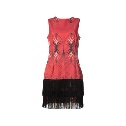 Ruby Dress - Mini Printed Cotton Fringed Dress