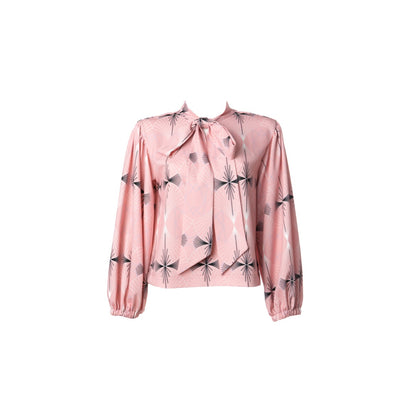 Josephine Top - Printed Pussy Bow Tie Top