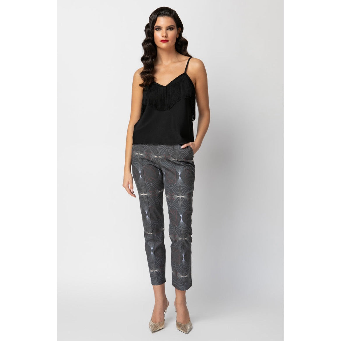 Maxine Trousers v.1.2.-  Printed Cotton Straight Leg Trousers