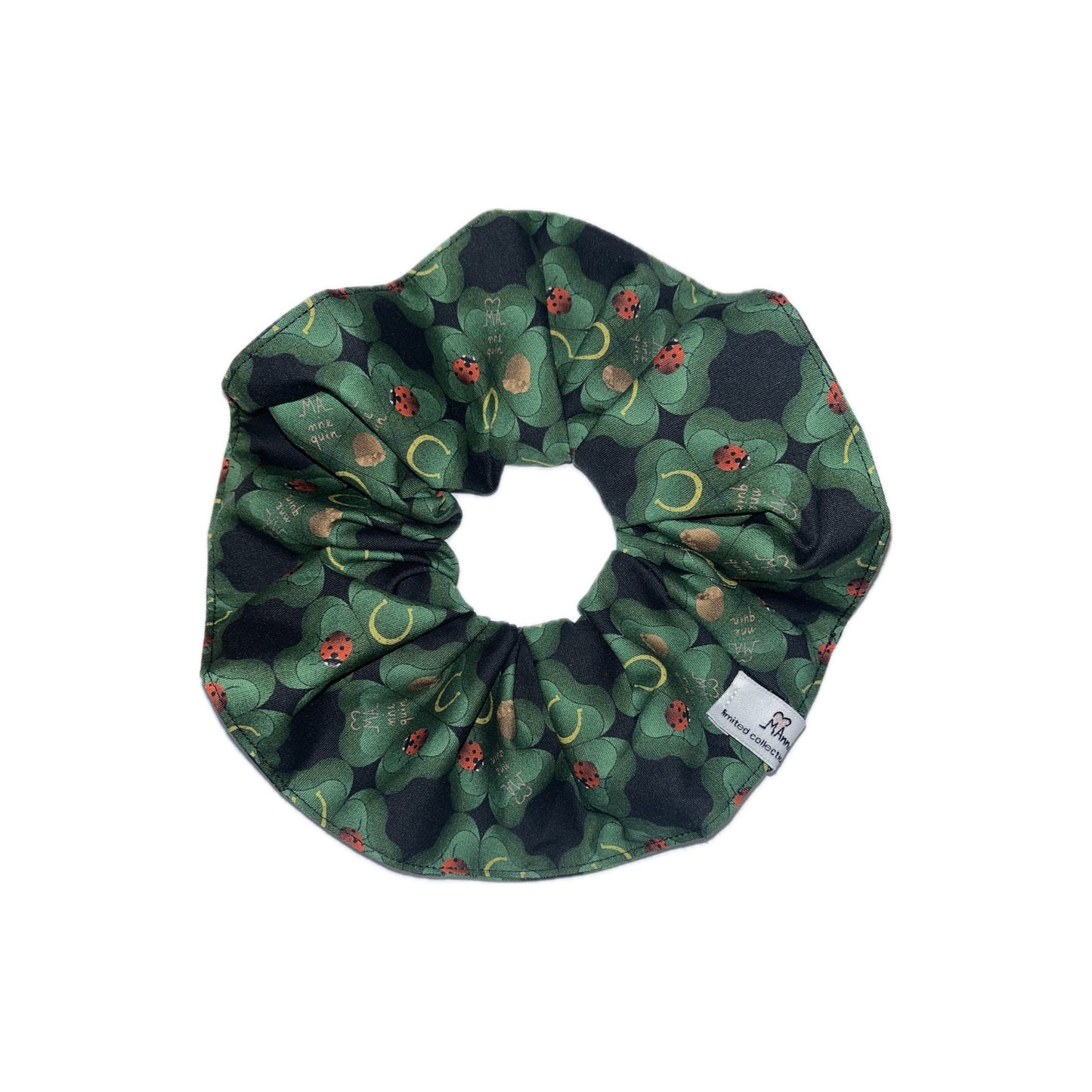 Lucky Clover Cotton Hair Scrunchie