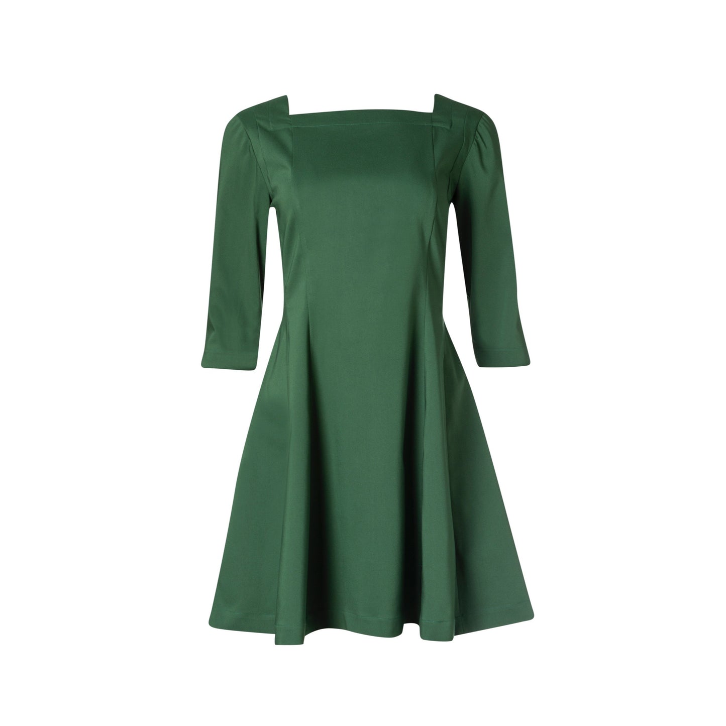Amable Dress - Mini Cotton Panelled A-line Dress with Long Sleeves