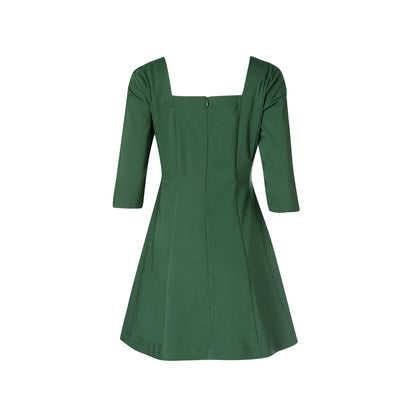 Amable Dress - Mini Cotton Panelled A-line Dress with Long Sleeves