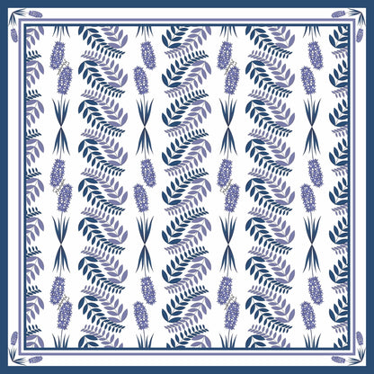 Flora Blue Printed Silk Scarf - 45x45cm