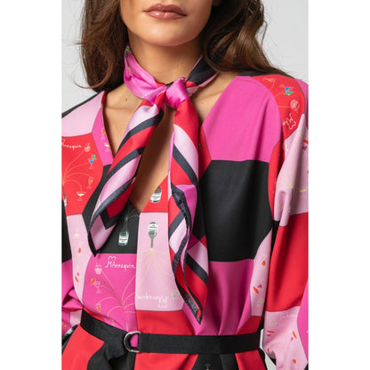 MAnnequini Pink Printed Silk Scarf - 70x70cm