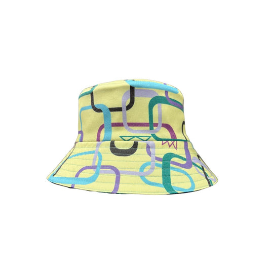 Double Face Bucket Hat - Denim/Retro Chain Yellow